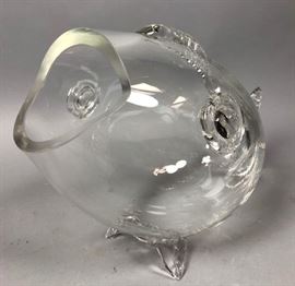 Lot 172 Large Clear Glass Fish Table Sculpture. Open Mout