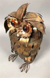 Lot 175 Brutalist Metal Figural OWL Sculpture. Welded Bra