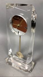 Lot 177 Mid Century Lucite Table Clock. Vertical Sculptur