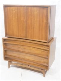 Lot 185 YOUNG American Modern Walnut Tall Chest Dresser. 