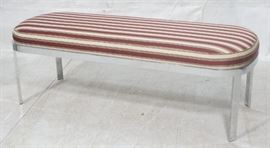Lot 191 Chrome Frame Modernist Bench Seating. Striped Fab
