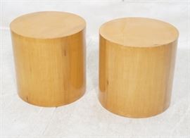 Lot 195 Pr Birds Eye Maple Cylinder Side Tables. Modernis