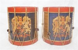 Lot 196 Pr Decorator Painted Drum Form Tables. Painted he