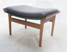 Lot 215 Modernist Black Vinyl Bench Foot Stool. Flared si