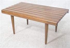 Lot 217 Small Modernist Slat Bench Coffee Table. Tapered 