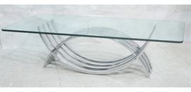 Lot 220 Modernist Chrome Base Glass Top Coffee Table. Rec