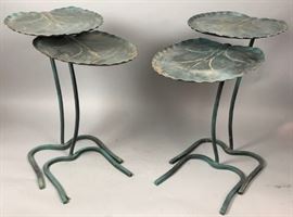 Lot 231 2 Pair SALTERINI Nesting Iron Leaf Tables. Leaf f