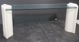 Lot 236 Decorator Cream Lacquered Hall Console Table. 2 t