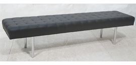 Lot 240 Black Vinyl Tufted Chrome Leg Bench. Modernist Se