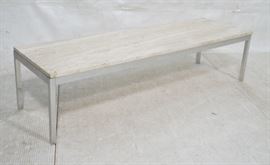 Lot 241 Travertine Top Aluminum Frame Modern Coffee Table