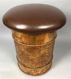 Lot 252 Decorator Gilt Metal Stool Seat. Brown vinyl seat