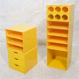 Lot 266 5pc Yellow Stacking Cube Storage Units. 2 Units w