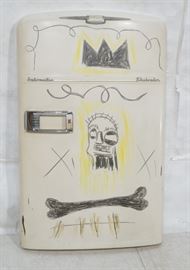 Lot 273 Basquiat inspired Graffiti Decorated Refrigerator