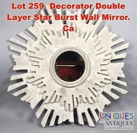 Lot 259 Decorator Double Layer Star Burst Wall Mirror. Ca