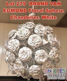 Lot 279 BRAND VAN EGMOND Floral Sphere Chandelier. White 