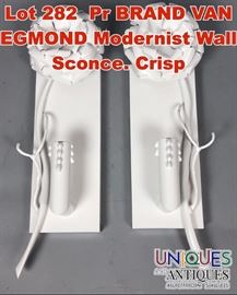Lot 282 Pr BRAND VAN EGMOND Modernist Wall Sconce. Crisp 