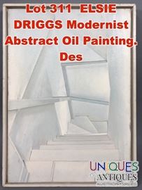 Lot 311 ELSIE DRIGGS Modernist Abstract Oil Painting. Des