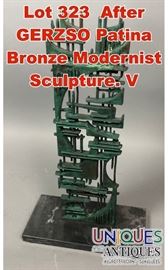 Lot 323 After GERZSO Patina Bronze Modernist Sculpture. V