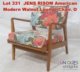 Lot 331 JENS RISOM American Modern Walnut Lounge Chair. O