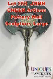Lot 350 JOHN CHEER Artisan Pottery Wall Sculpture. Large 