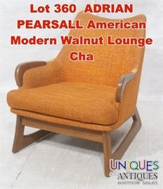 Lot 360 ADRIAN PEARSALL American Modern Walnut Lounge Cha