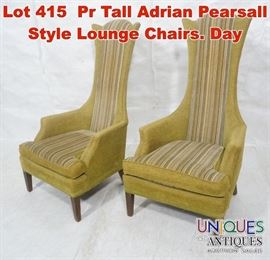Lot 415 Pr Tall Adrian Pearsall Style Lounge Chairs. Day 