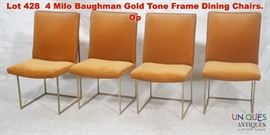 Lot 428 4 Milo Baughman Gold Tone Frame Dining Chairs. Op