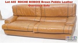 Lot 445 ROCHE BOBOIS Brown Pebble Leather Oversized Sofa 