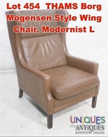 Lot 454 THAMS Borg Mogensen Style Wing Chair. Modernist L