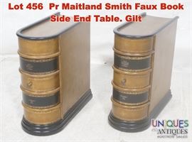 Lot 456 Pr Maitland Smith Faux Book Side End Table. Gilt 