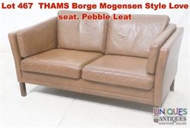 Lot 467 THAMS Borge Mogensen Style Love seat. Pebble Leat