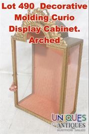 Lot 490 Decorative Molding Curio Display Cabinet. Arched 