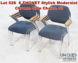 Lot 526 6 THONET Stylish Modernist Chrome Side Chairs. St