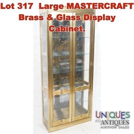 Lot 317 Large MASTERCRAFT Brass  Glass Display Cabinet. 