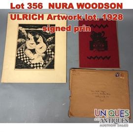 Lot 356 NURA WOODSON ULRICH Artwork lot. 1928 signed prin