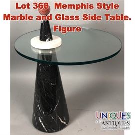 Lot 368 Memphis Style Marble and Glass Side Table. Figure