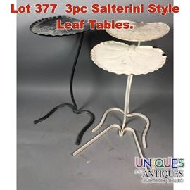 Lot 377 3pc Salterini Style Leaf Tables. 