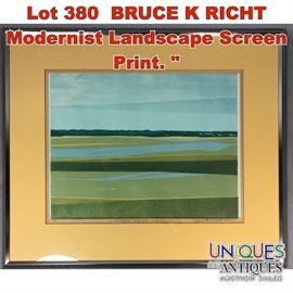 Lot 380 BRUCE K RICHT Modernist Landscape Screen Print