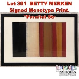 Lot 391 BETTY MERKEN Signed Monotype Print