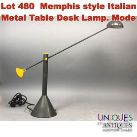 Lot 480 Memphis style Italian Metal Table Desk Lamp. Mode