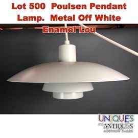 Lot 500 Poulsen Pendant Lamp. Metal Off White Enamel Lou