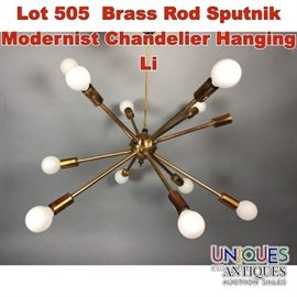 Lot 505 Brass Rod Sputnik Modernist Chandelier Hanging Li