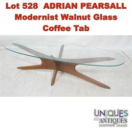Lot 528 ADRIAN PEARSALL Modernist Walnut Glass Coffee Tab