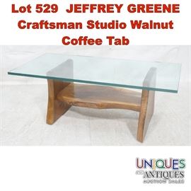 Lot 529 JEFFREY GREENE Craftsman Studio Walnut Coffee Tab