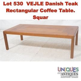 Lot 530 VEJLE Danish Teak Rectangular Coffee Table. Squar