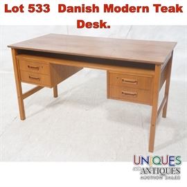 Lot 533 Danish Modern Teak Desk. 