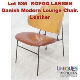 Lot 535 KOFOD LARSEN Danish Modern Lounge Chair. Leather
