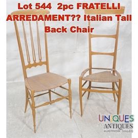 Lot 544 2pc FRATELLI ARREDAMENT Italian Tall Back Chair