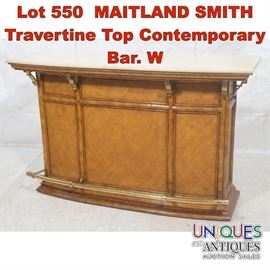 Lot 550 MAITLAND SMITH Travertine Top Contemporary Bar. W