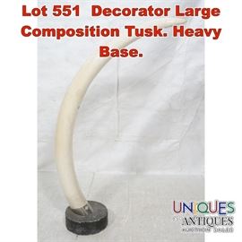 Lot 551 Decorator Large Composition Tusk. Heavy Base. 
